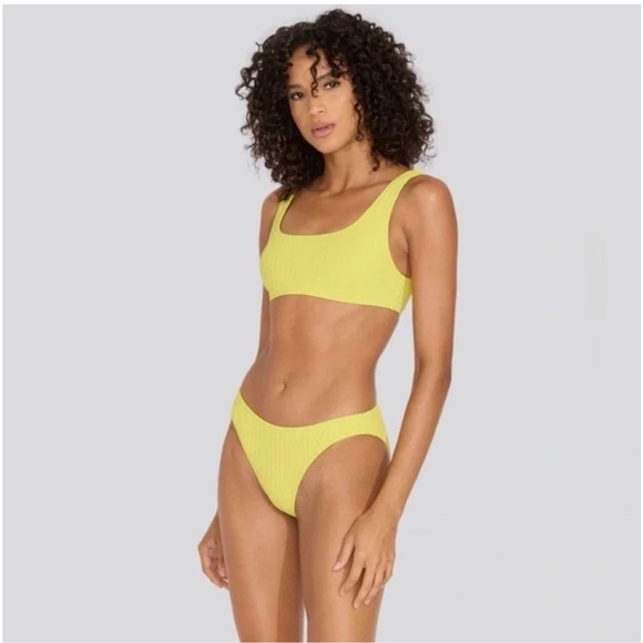 SOLID & STRIPED Other - NWT Solid & Striped Elle Ribbed Bikini Top & Bottom Chartreuse Set of 2 pcs